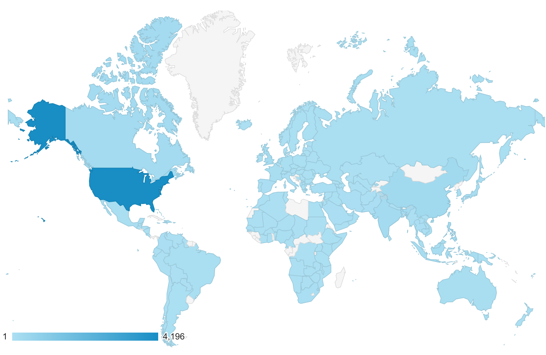 Google Analytics data on Pediatric Ethicscope worldwide readership